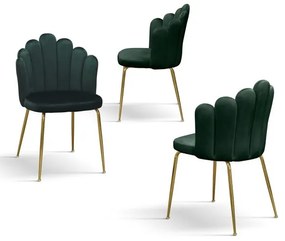 PAZZO DESIGN Set de 4 scaune Sissi Verde din catifea și picioare metalice | Aosom Romania