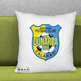 Perna Personalizata AFC Dunarea Calarasi 2005 Fotbal, 40x40 cm, Alb Pufos, Husa Detasabila, Perna Inclusa, BEKZ®