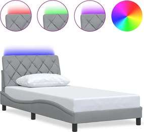 vidaXL Cadru de pat cu LED fără saltea Gri deschis 100x200 cm Material