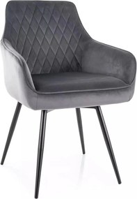 Scaun MARLO, gri - Bluvel 14, stofa catifelata/metal, 55x58x88 cm