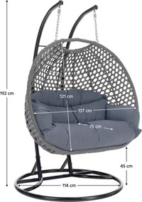 Scaun agăţat dublu, negru/gri/gri închis, DAKAN NEW