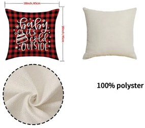 Husa de pernă de Crăciun MERRY CHRISTMAS 45x45 cm, roșu