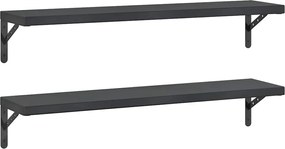 vidaXL Rafturi de perete 2 buc., 100x23,5 cm, negru oțel inoxidabil
