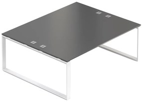 Stație de lucru Creator 200 x 160 cm, bază albă, 2 picioare, antracit