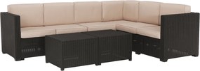 Set de grădină din rattan, 3 piese, maro/bej, RODEN