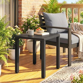 Outsunny Măsuță laterală de grădină, masă rezistentă la intemperii cu design lamelar, pătrată, 45 x 45 x 45,5 cm | Aosom Romania