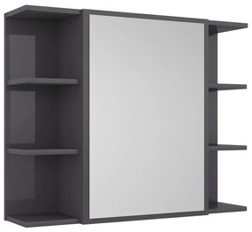 802614 vidaXL Dulap de baie cu oglindă, gri extralucios, 80x20,5x64 cm, PAL