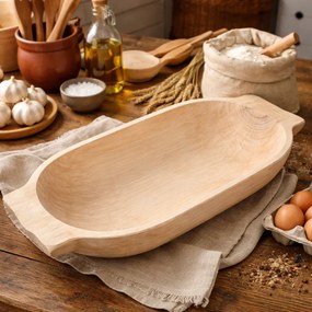 Covata din lemn cioplita manual, 59A 55x12 cm.