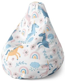 Sac de șezut Pear unicorni curcubeu - pentru copii, colorat
