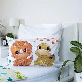Lenjerie de pat din bumbac pentru patut DINO BABIES alba Dimensiune lenjerie de pat: 40 x 60 cm | 100 x 135 cm