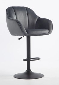 HR2055W Scaun Grafit din Catifea cu Bază Neagră