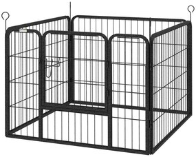 PawHut Gard Metalic Pliabil pentru Câini Interior/Exterior Ușă Zăvor Tăruși, 82x82x60cm, Gri | Aosom Romania