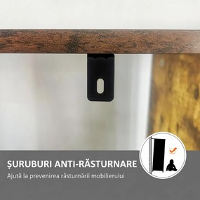 HOMCOM Bibliotecă cu 5 Rafturi, Compartimente Deschise, 77 x 30 x 157,5 cm, Maro Rustic și Negru | Aosom Romania