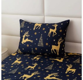 Set 2 huse decorative pentru perne GOLDEN DEER 50x70cm, albastru inchis