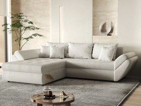 Colțar extensibil dumonde cu ladă de depozitare si sezut confortabil din spuma high-density, Loana Zoom Crem 270x185 cm