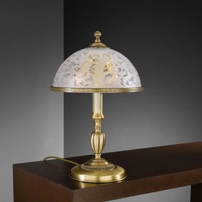 Veioza, Lampa de masa design clasic din alama si sticla 6202