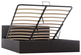 285526 vidaXL Cadru pat hidraulic, depozitare, gri, 160 x 200 cm, piele eco