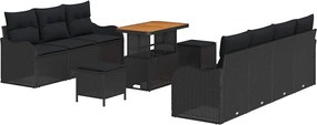 vidaXL Set de canapele pentru grădină cu pernă cu pernă 10 pcs Negru