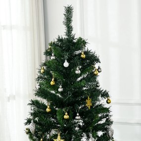 HOMCOM albero di natale a led albero di natale con luci led albero di natale già decorato albero di natale pvc Verde Φ112 × 180cm