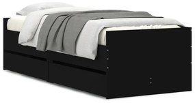 3207351 vidaXL Cadru de pat cu sertare, negru, 90x190 cm