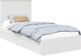 vidaXL Pat cu storage cu headboard Alb 90 x 200 cm Lemn compozit