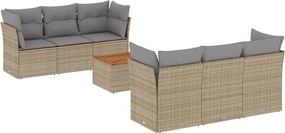 vidaXL Set canapele de grădină, 7 piese, cu perne, bej, poliratan
