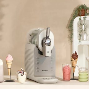 Aparat de inghetata 16in1 Tefal Freezi IG803AE0, 200 W, 1,4 l, 5 programe automate, Functionare silentioasa, Fara congelare prealabila, Alb/Argintiu