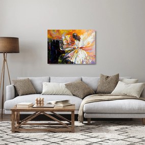 Tablou pe sticlă - Femeia cântând la pian (70x50 cm)