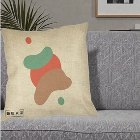 Perna Decorativa Abstract Forme Fluide Coral, 40x40 cm, Crem, Husa Detasabila, Perna Inclusa, BEKZ®