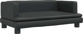 vidaXL Canapea pentru copii, negru, 80x45x30 cm, piele ecologică