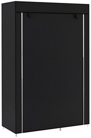 HOMCOM Dulap Portabil din Material, Dulap cu 6 Rafturi Deschise, 1 Bară și Ușă cu Fermoar, 103x43x162,5 cm, Negru | Aosom Romania