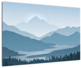 Tablou - Munții cu privirea graficeanului (90x60 cm)