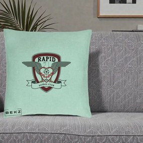 Perna Personalizata Rapid Fotbal Club 1923, 40x40 cm, Verde Menta, Husa Detasabila, Perna Inclusa, BEKZ®
