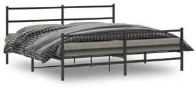 355387 vidaXL Cadru pat metalic cu tăblie de cap/picioare , negru, 180x200 cm