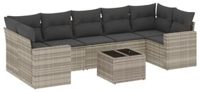 3218732 vidaXL Set mobilier de grădină cu perne, 8 piese gri deschis poliratan