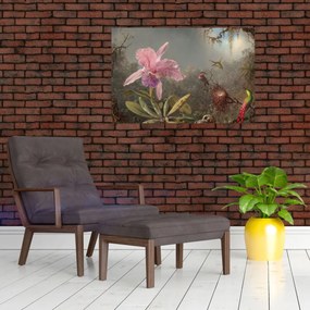 Tablou - Martin Johnson Heade, Cattleya Orchid and Three Hummingbirds, reproducere (90x60 cm)