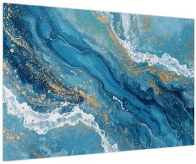 Tablou - Marmură bleu cu aur II. (90x60 cm)