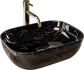 Lavoar pe blat Rea Belinda stil marmura neagra 46 cm