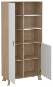 Bibliotecă albă-în culoare naturală cu aspect de lemn de stejar 89x188x40 cm Ikast – Tvilum