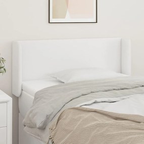 3118567 vidaXL Tăblie de pat cu aripioare alb 93x16x78/88 cm piele ecologică