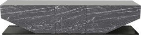 Comoda TV INCI, negru cu efect de marmura, PAL melaminat, 180x30x45 cm
