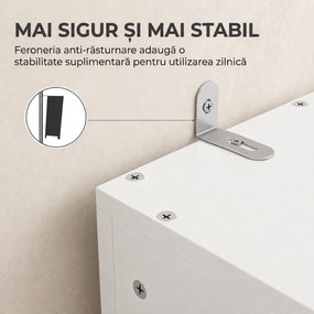 HOMCOM Dulap Baie Slim cu Organizator Glisant pe Roți, Sertar și Raft Reglabil, MDF, 18 x 40 x 135 Cm, Alb | Aosom Romania