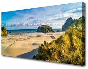 Tablou pe panza canvas Rocks Beach Peisaj Maro Gri Verde