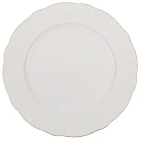 Set de masă din porțelan, 18 piese, alb/auriu