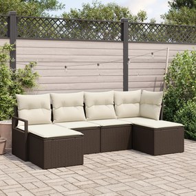 vidaXL Set de canapele pentru grădină 6 pcs Maro Rattan poli