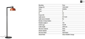 Lampadar de podea metal TATAWIN negru, orange