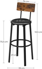 SCAI3 - Set 2x Scaune Bar - Maro, stil industrial