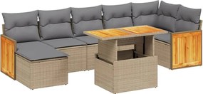 vidaXL Set canapele de grădină, 8 piese, cu perne, bej, poliratan