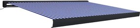vidaXL Copertină motorizată tip casetă, albastru și alb, 350 x 250 cm
