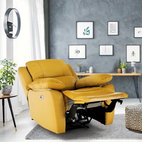 Fotoliu de relaxare, piele / piele ecologică galben, VIVAN
